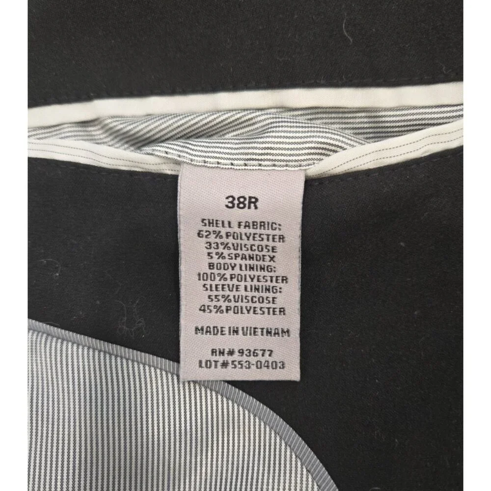 J Ferrar Slim Fit Suit Coat Mens 38R Black 2 Button Jacket Double Vented - Picture 6 of 8